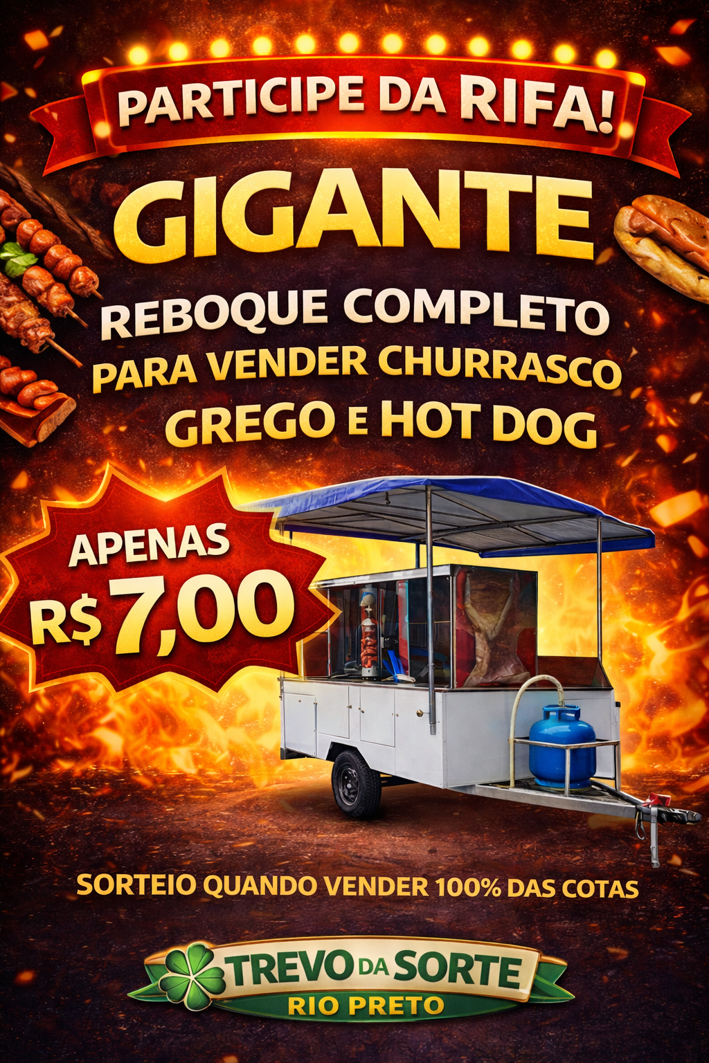  REBOQUE PARA A VENDA DE CHURRASCO GREGO E HOT DOGS  OU R$ 15.000 NO PIX!!!